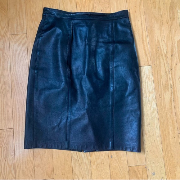 WOMEN 100% LEATHER MIDI SKIRT SIZE 7/8 - Picture 1 of 9